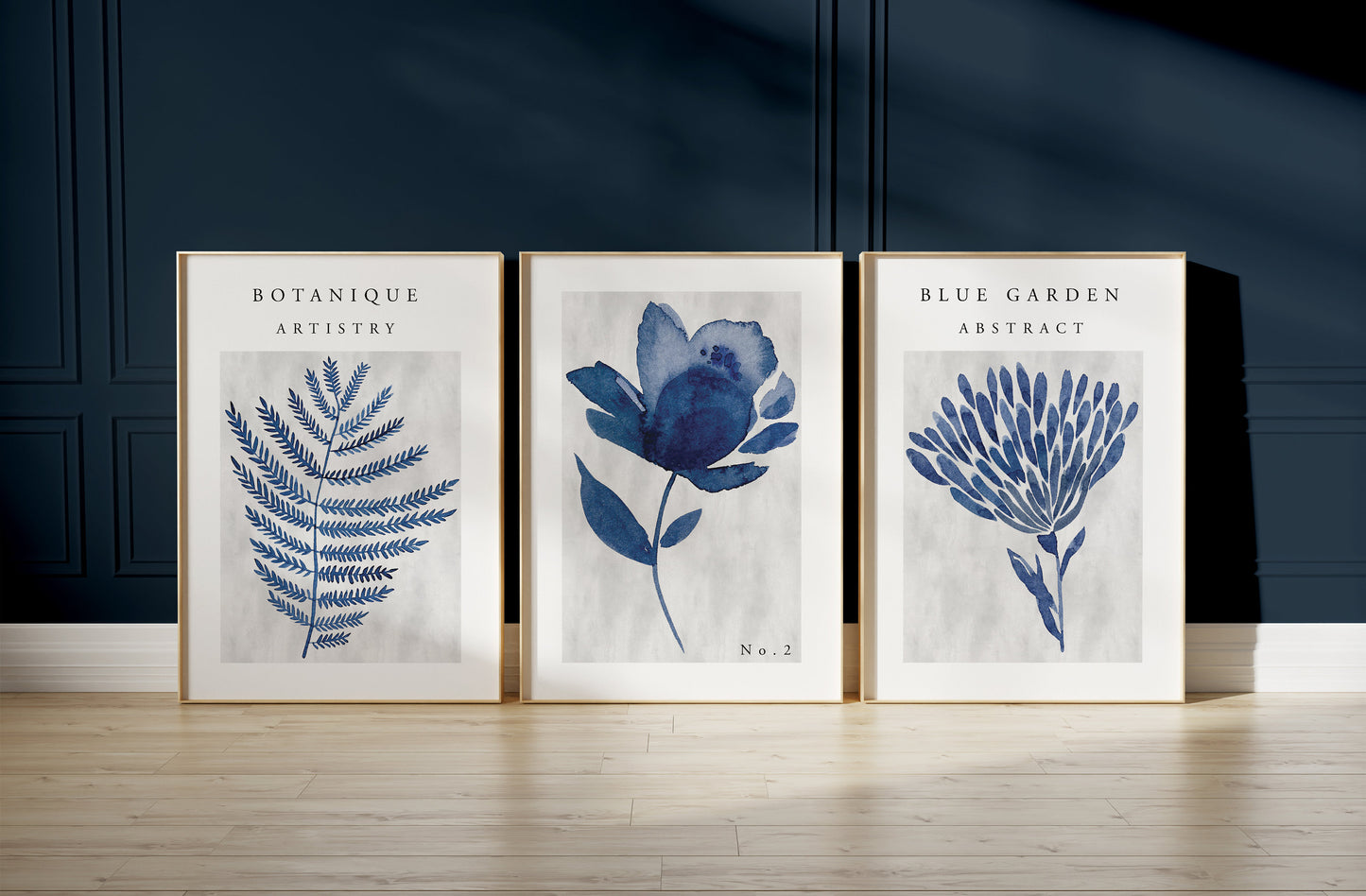 Set of 3 Blue Botanical Wall Prints