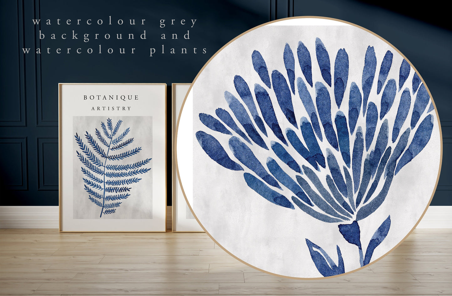 Set of 3 Blue Botanical Wall Prints