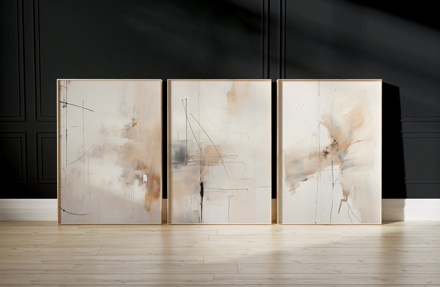 Set of 3 Neutral Abstract Wall Art Prints