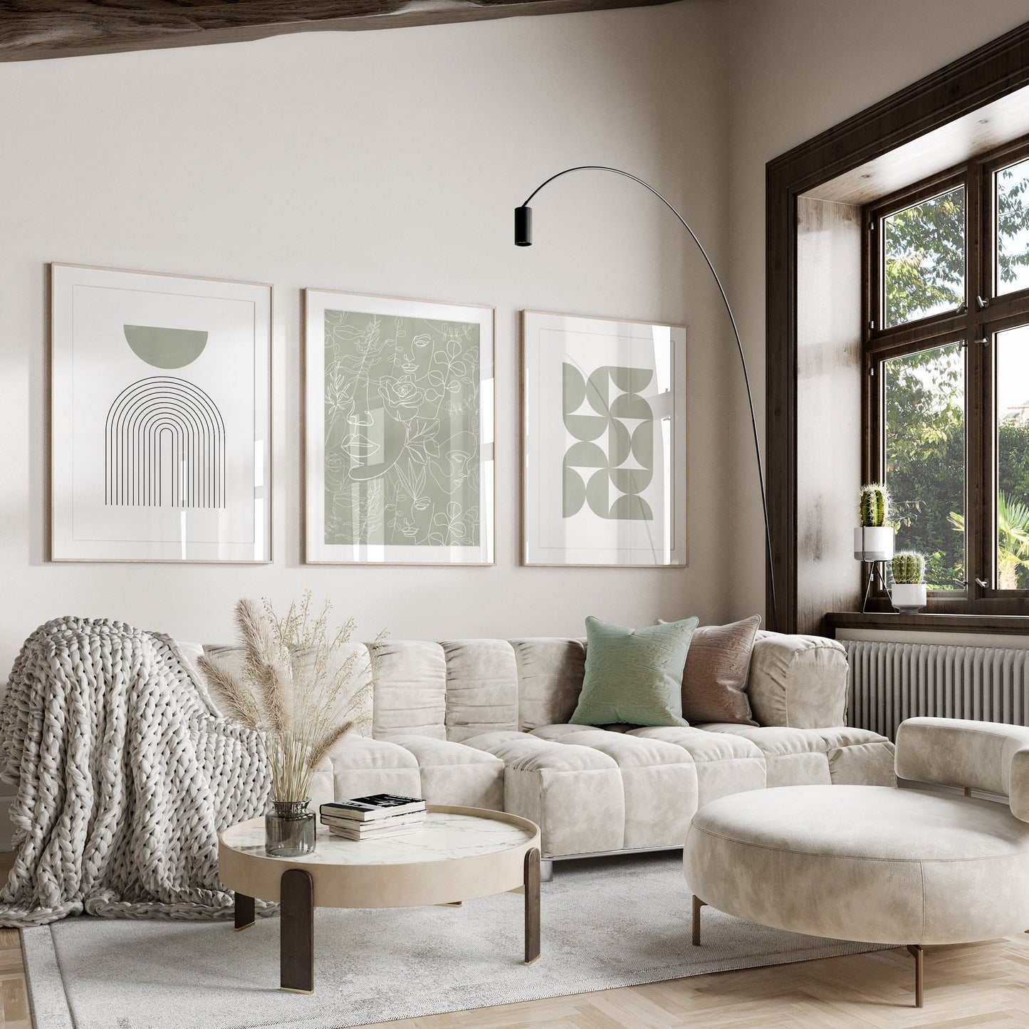 Set of 3 Green Bedroom Wall Art Prints