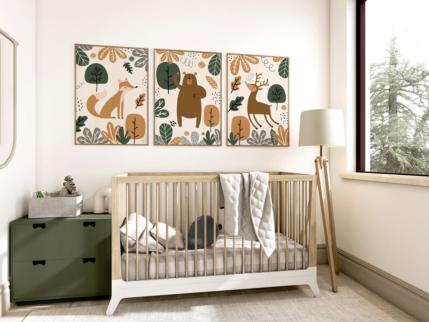 Set of 3 Woodland Nursery Wall Art Prints