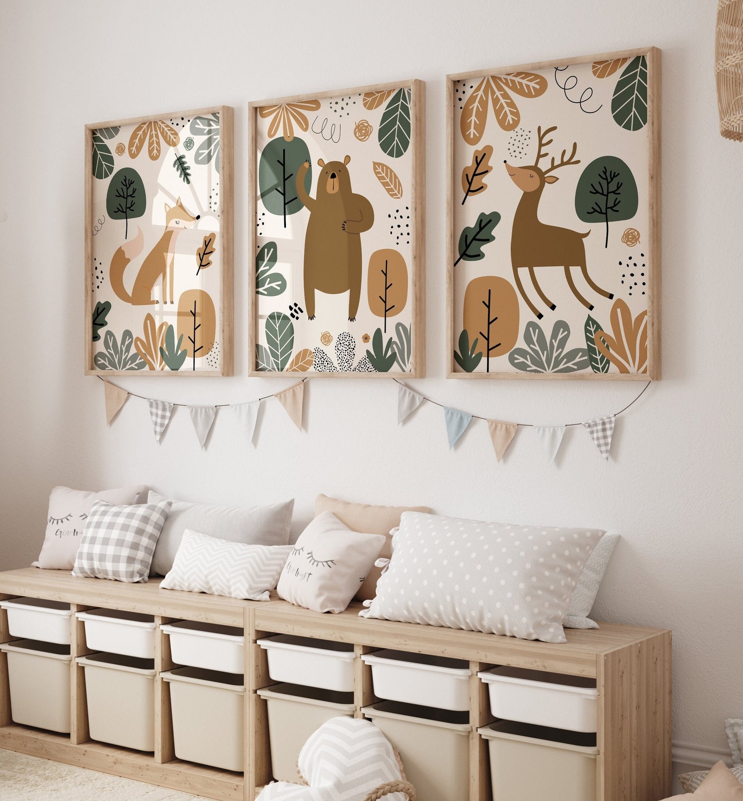 Set of 3 Woodland Nursery Wall Art Prints