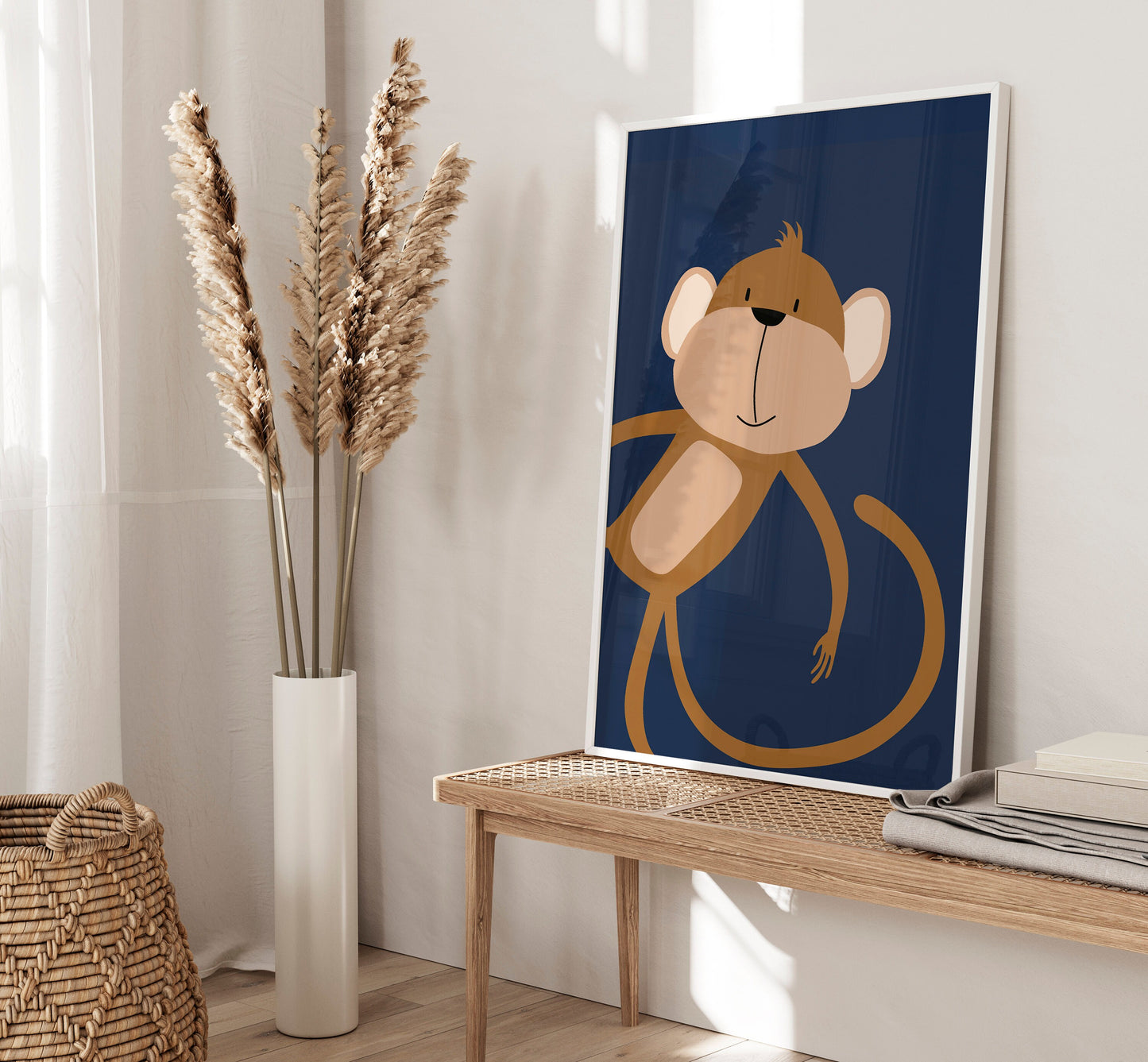 Set of 3 navy blue safari animal boys bedroom prints