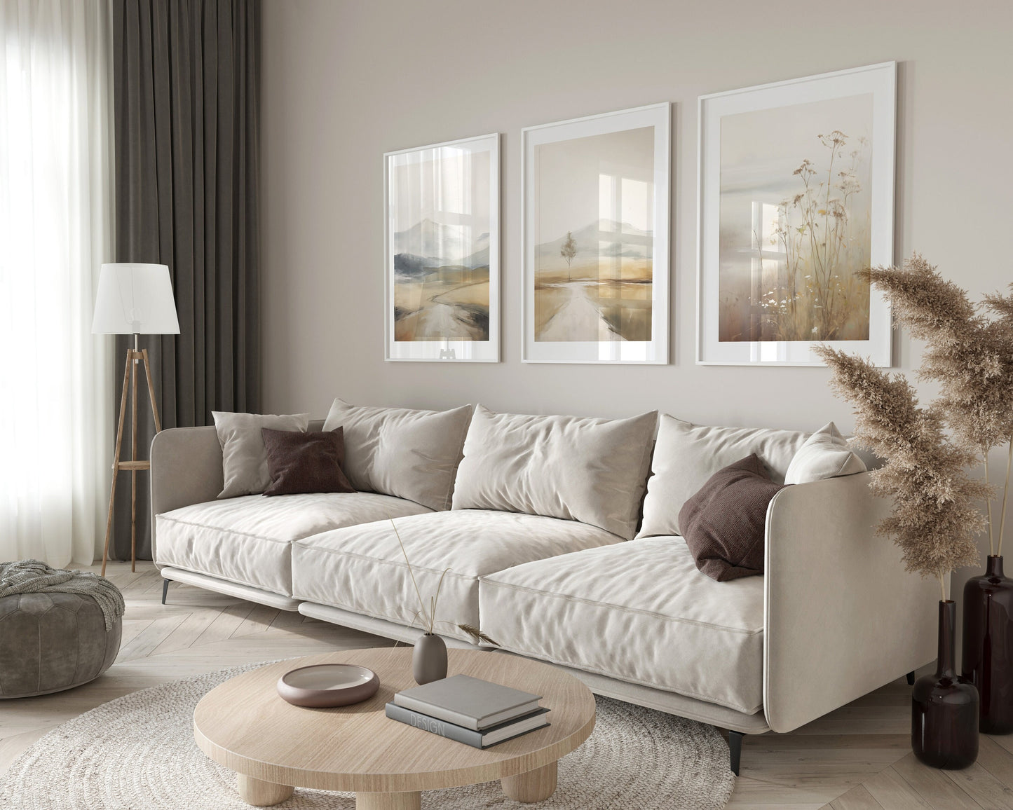 Set of 3 Neutral Landscape Abstract Wall Art Prints