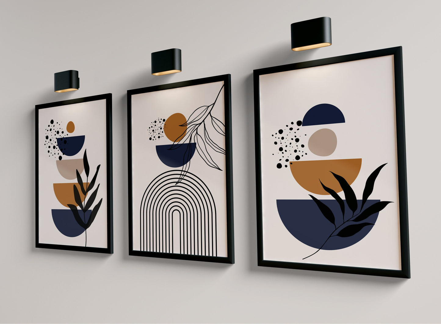 Set of 3 Navy & Rust Boho Wall Art Prints