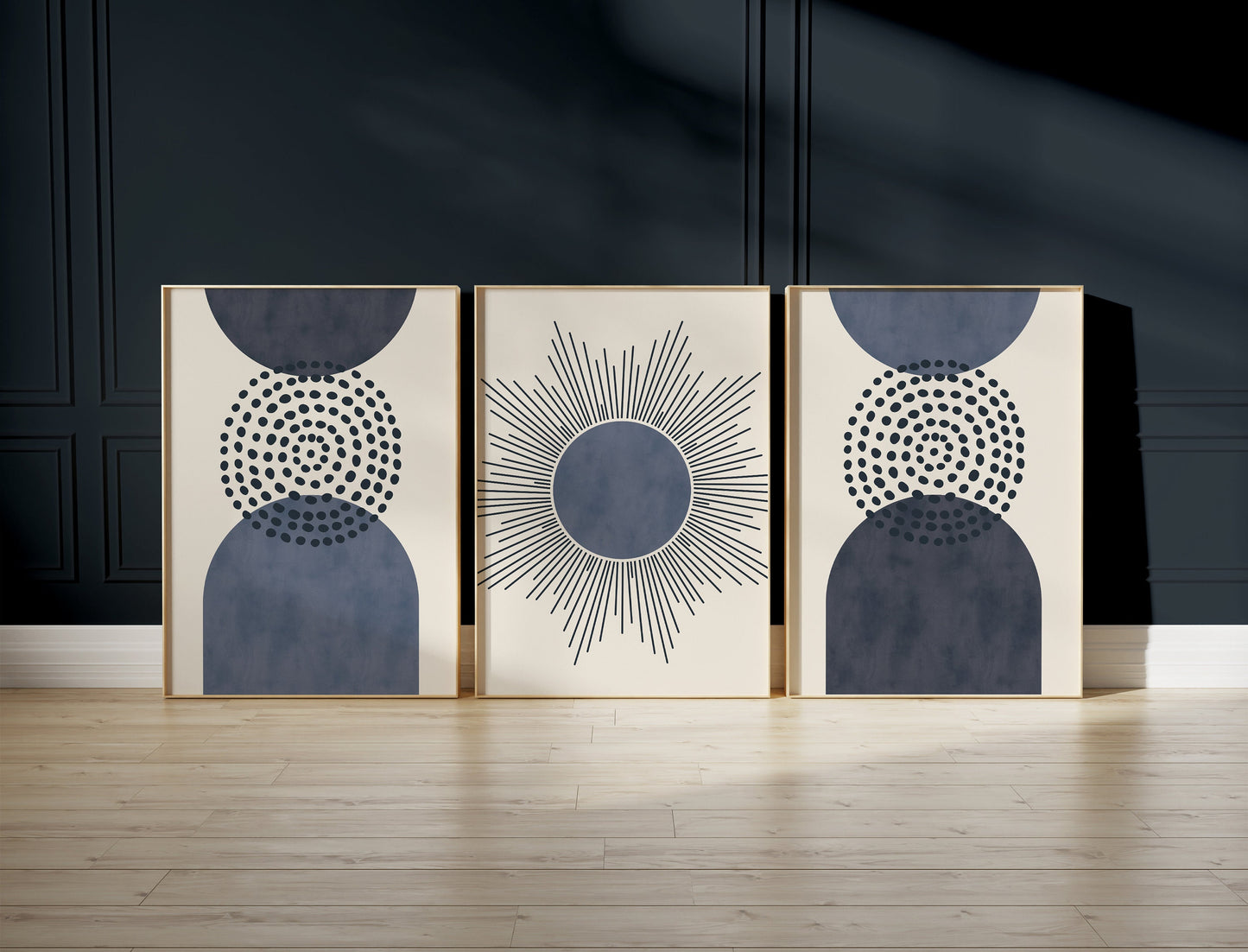 Set of 3 Blue Watercolour Boho Wall Art Prints