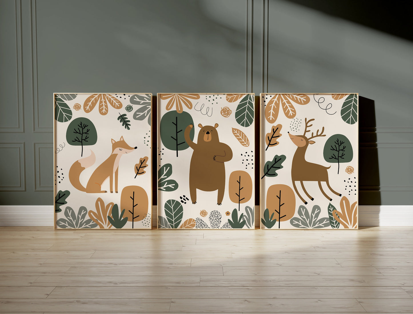 Set of 3 Woodland Nursery Wall Art Prints