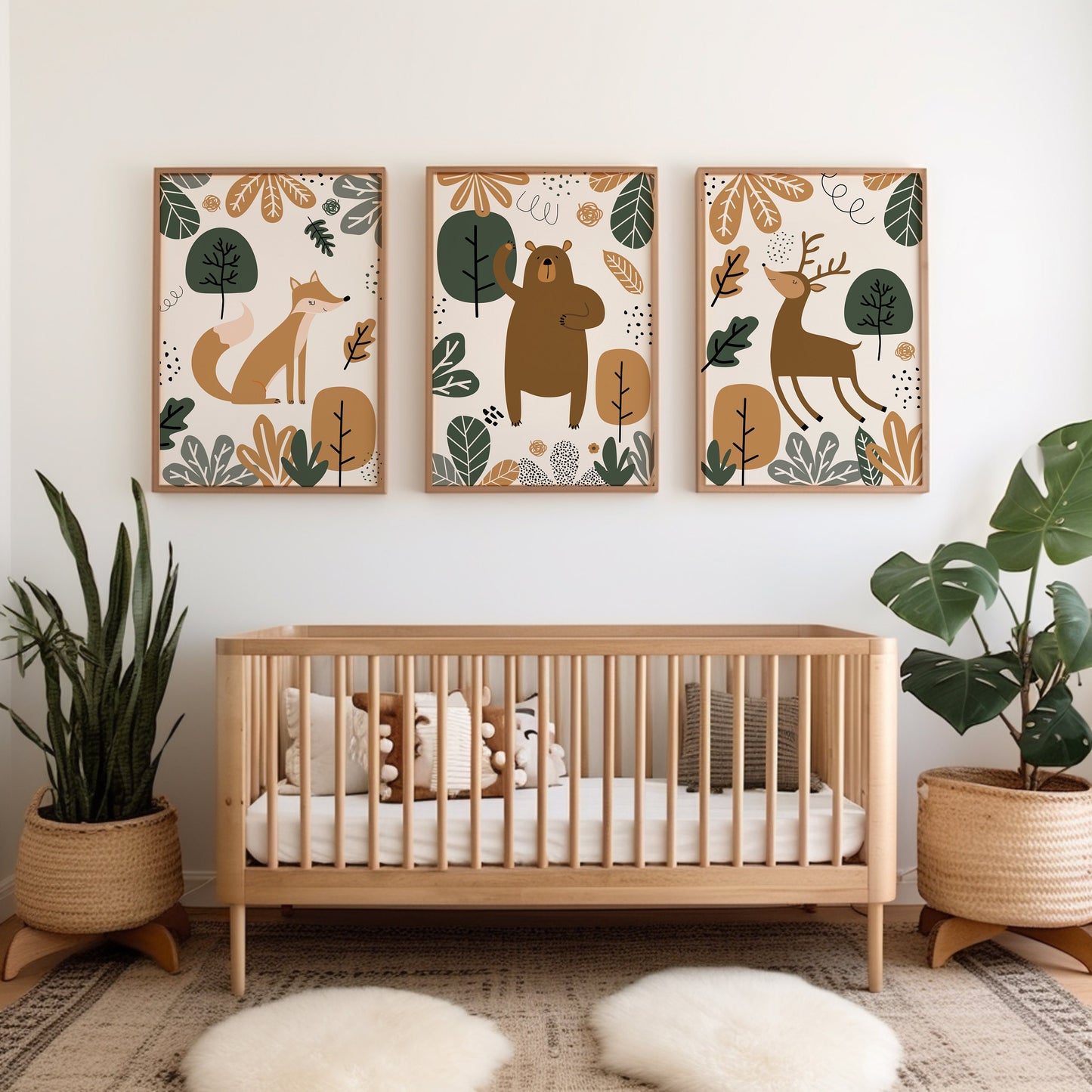 Set of 3 Woodland Nursery Wall Art Prints