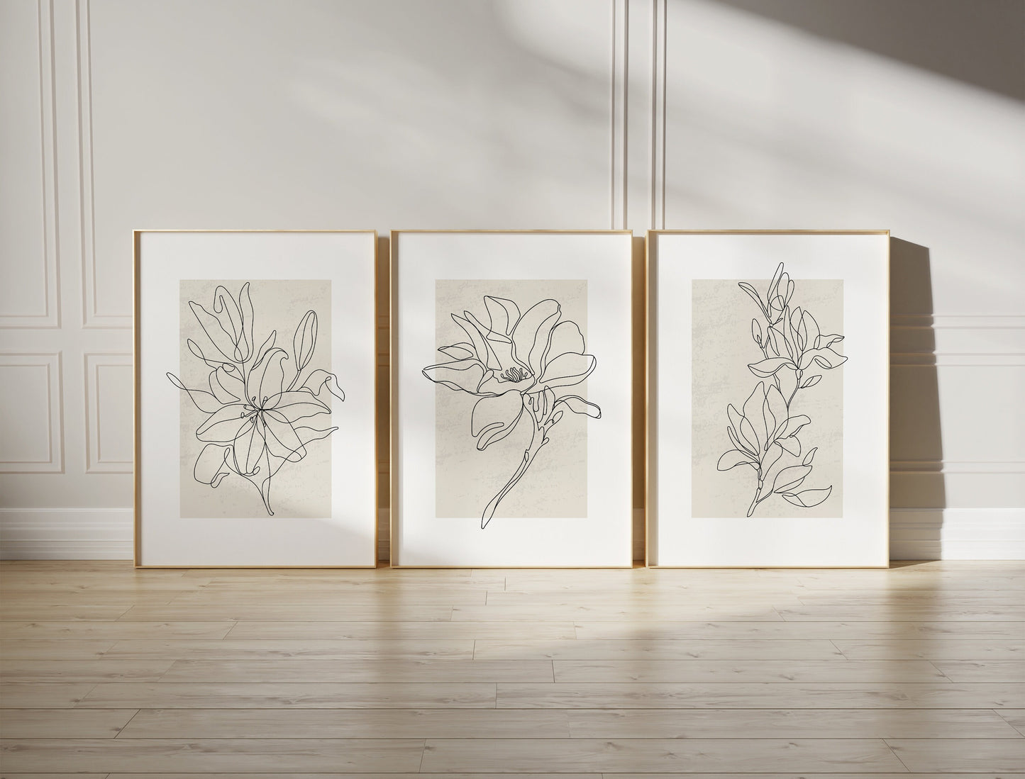 Set of 3 Floral Line Art Wall Prints