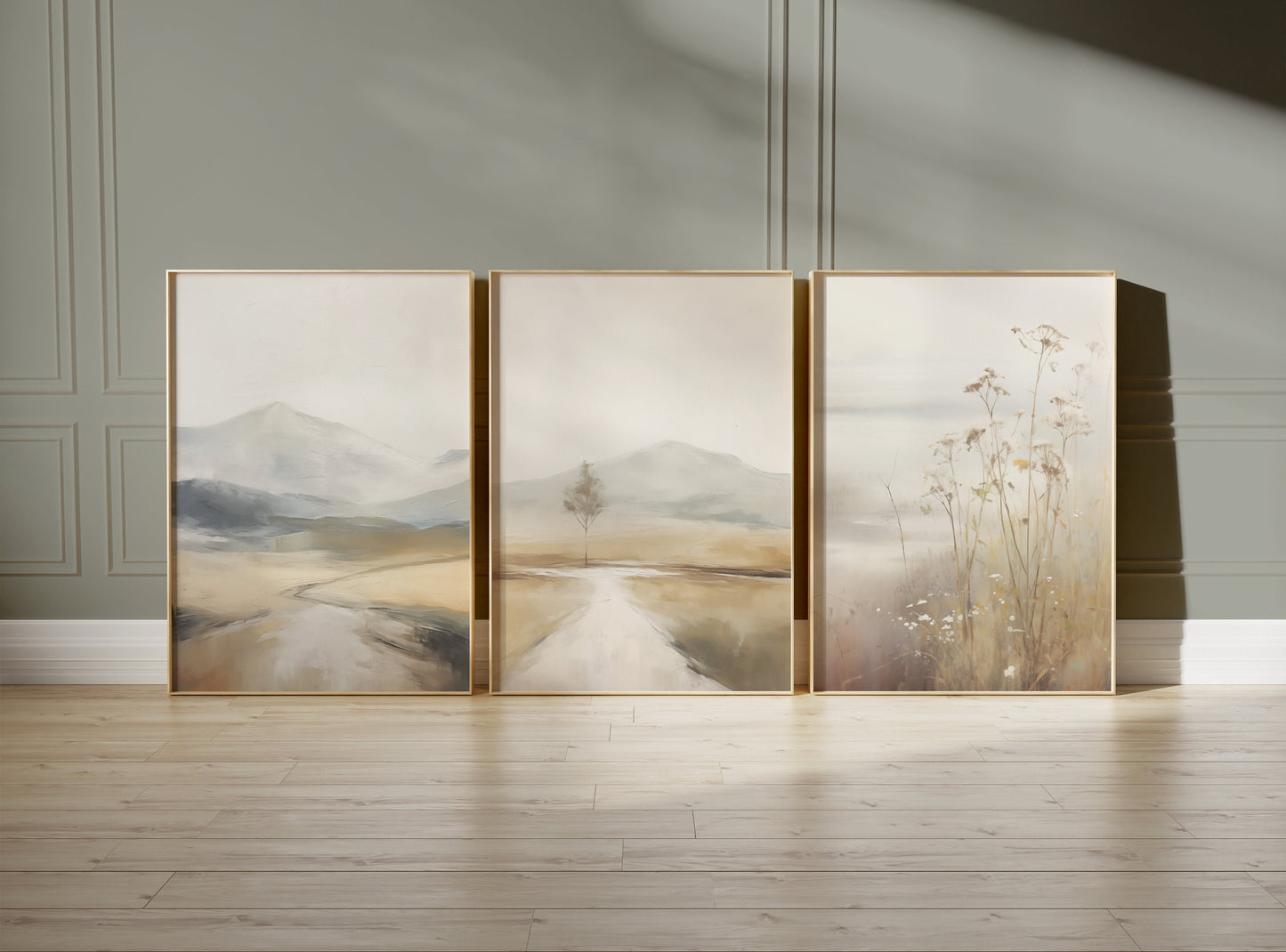 Set of 3 Neutral Landscape Abstract Wall Art Prints