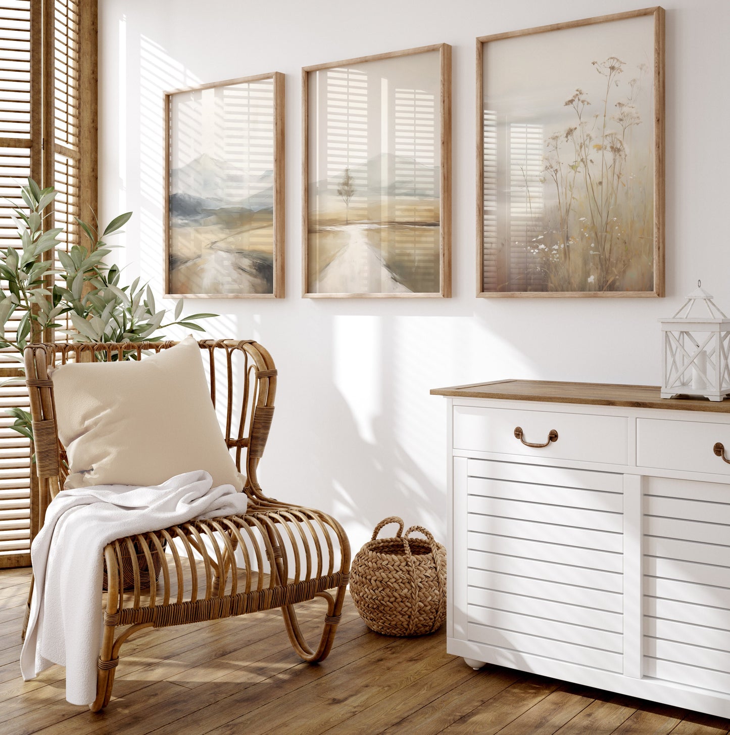 Set of 3 Neutral Landscape Abstract Wall Art Prints