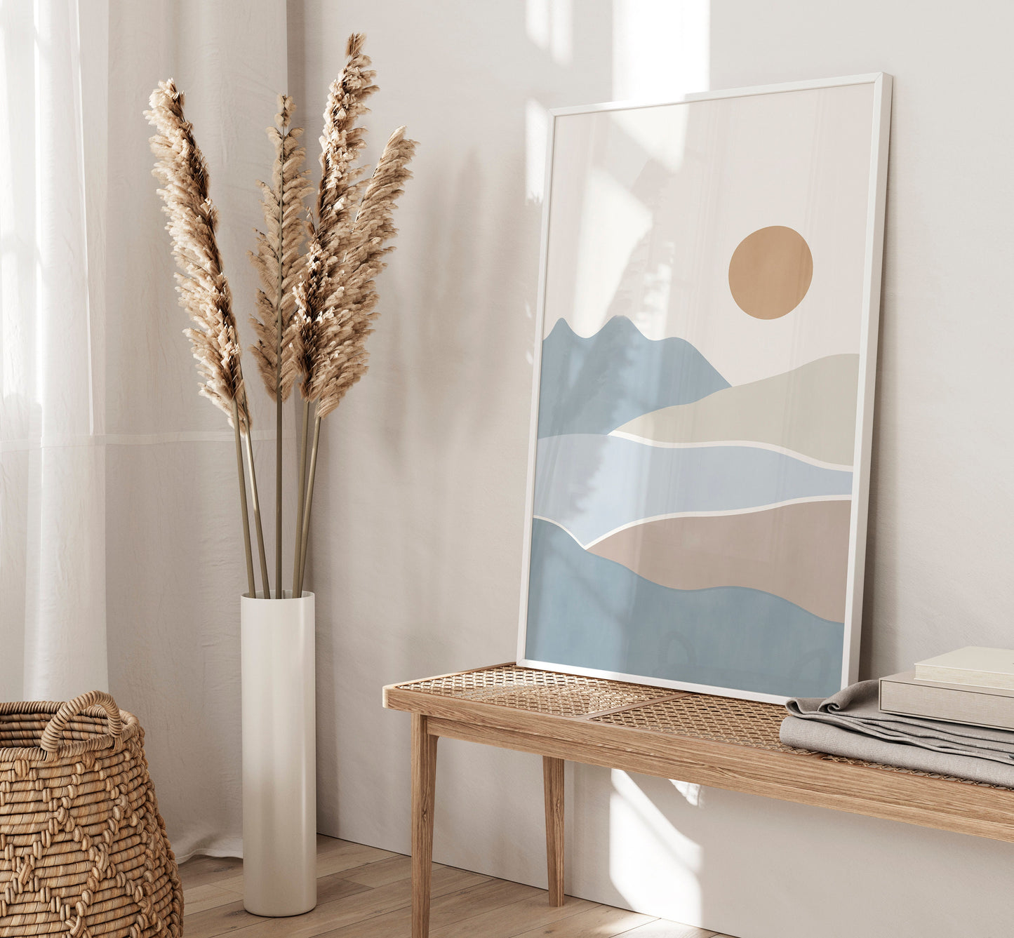 Set of 3 blue Boho Nursery Wall Prints