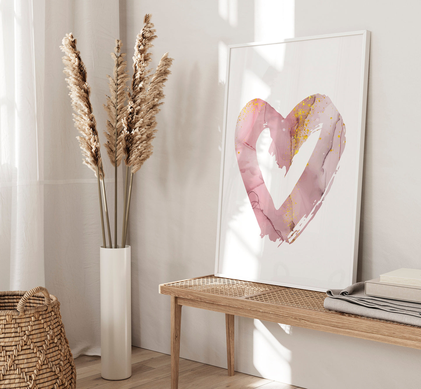 Set of 3 Pink Marble Heart Abstract Wall Prints