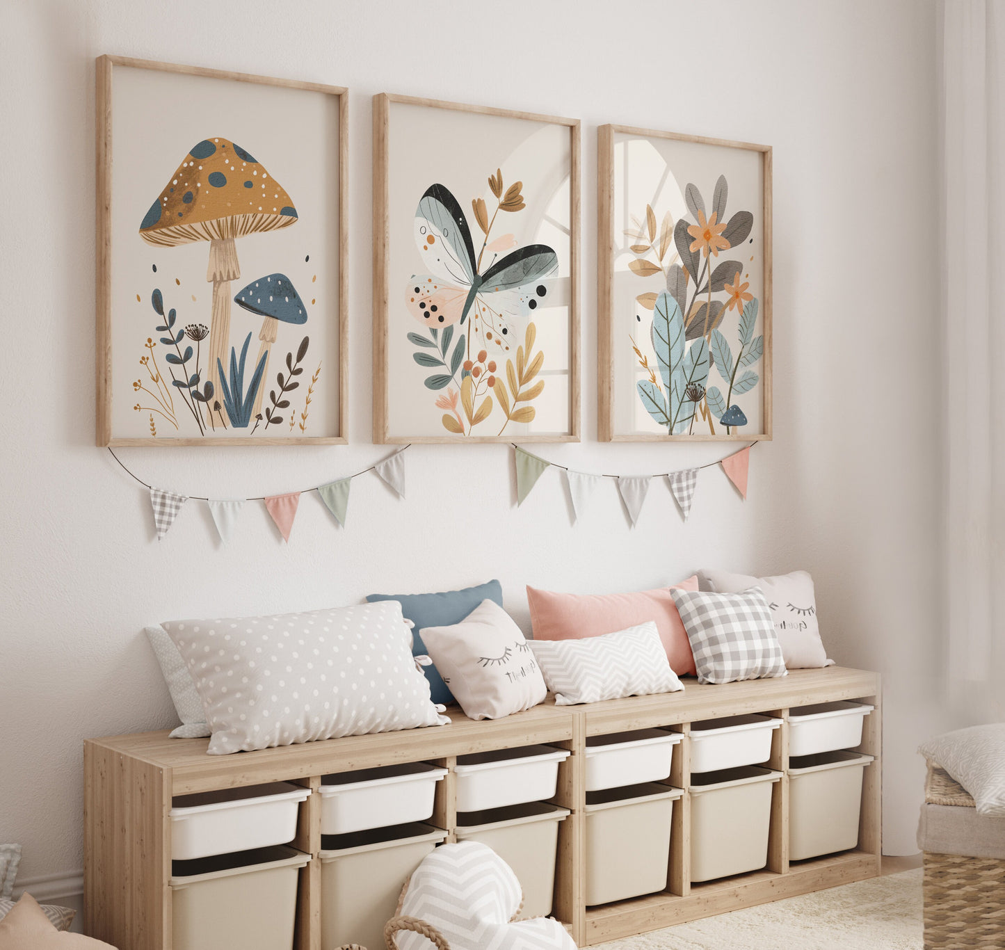 Set of 3 Girls Woodland Bedroom Prints