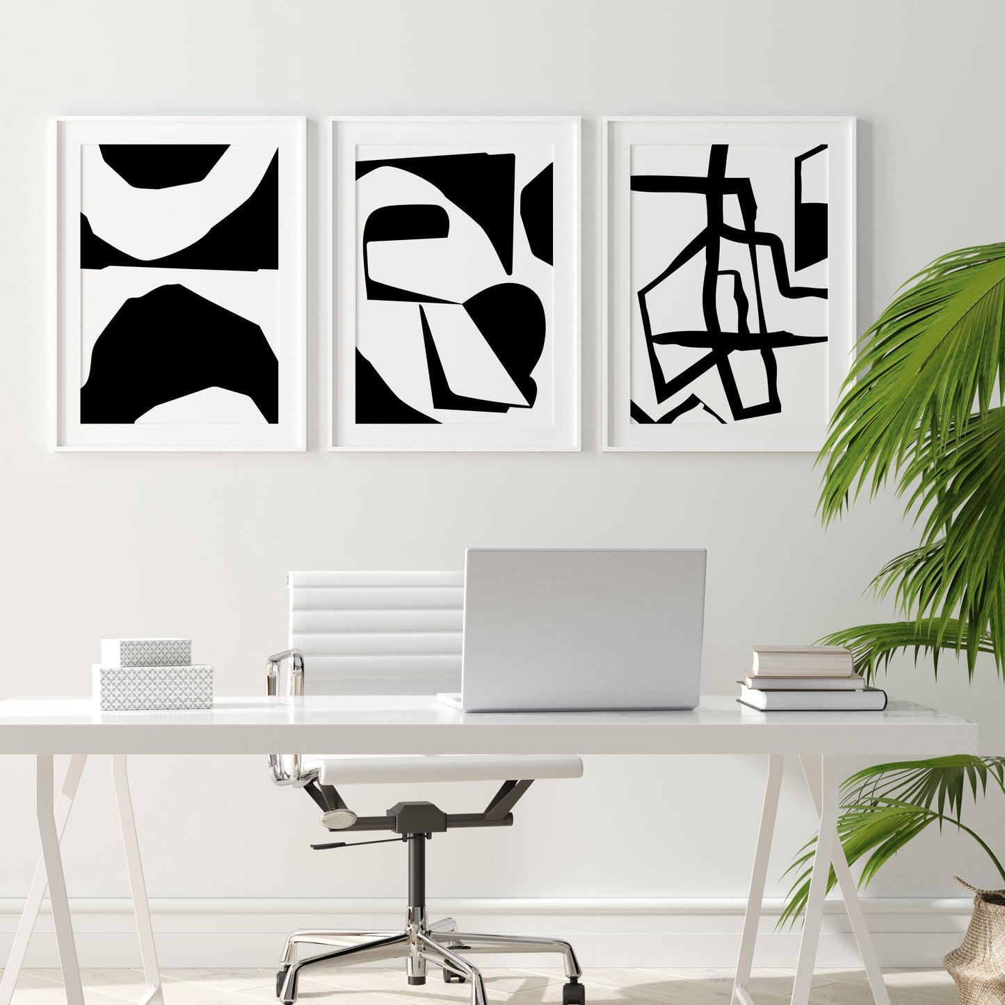 Set of 3 Mono Abstract Wall Art Prints