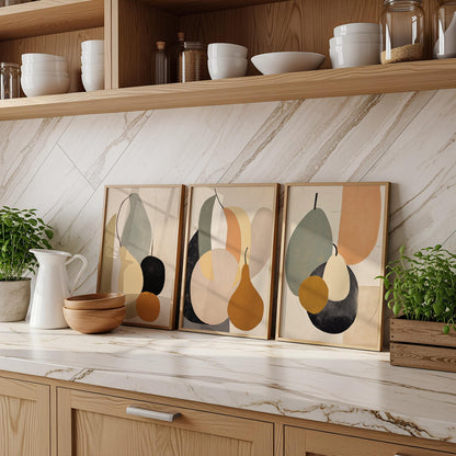 modern art for kitchen, abstract kitchen wall prints in warm colours