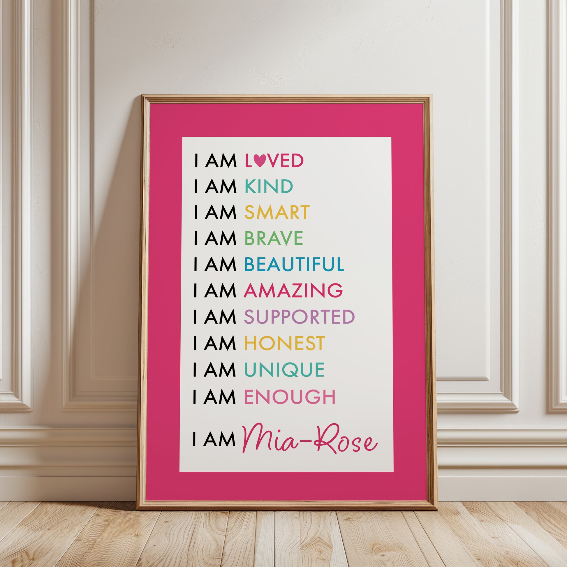 Affirmation print for girls room with personalisation