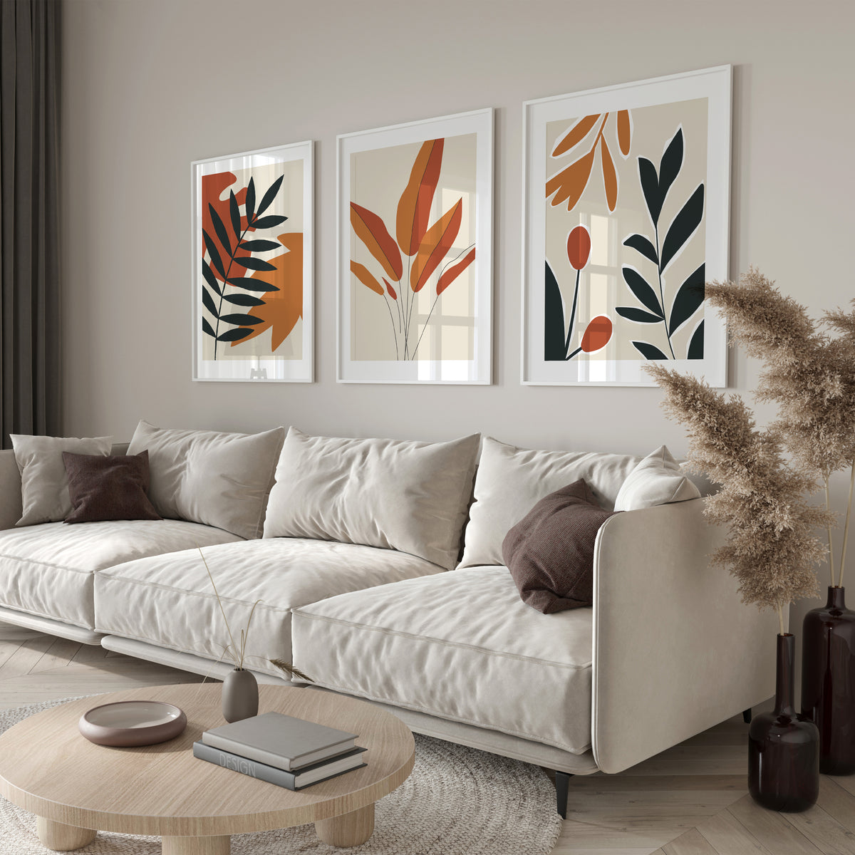 Set of 3 Autumn Leaf Abstract Wall Prints