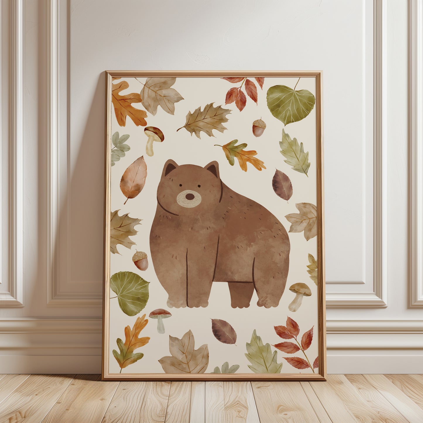 Autumn decor, boys print with woodland bear