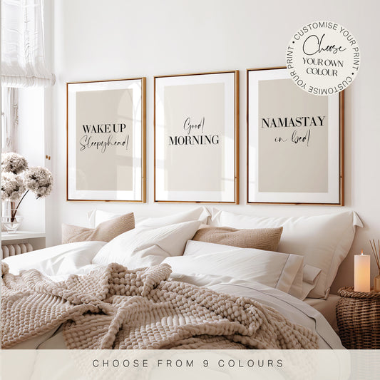 Set of 3 Bedroom Prints, Choose Your Colour