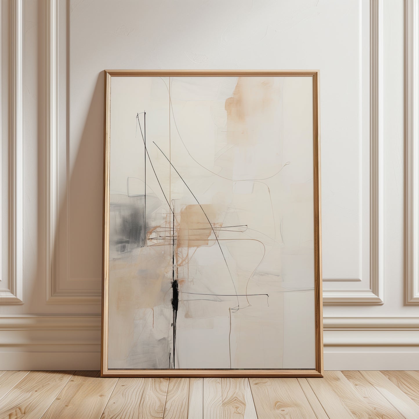 beige abstract art print for living room wall decor