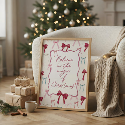 Pink Bow Christmas Print