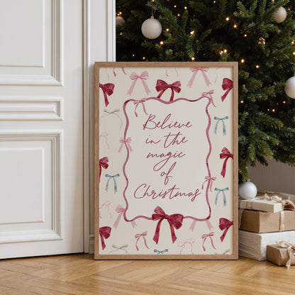 Pink Bow Christmas Print