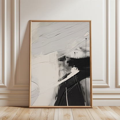 black abstract art print with brush strokes