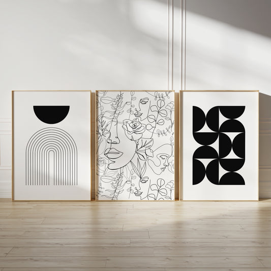 Set of 3 Black & White Prints
