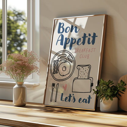blue kitchen print