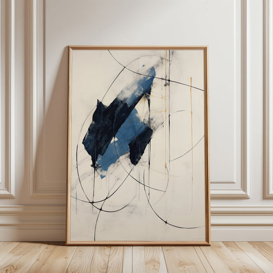 blue abstract wall art print