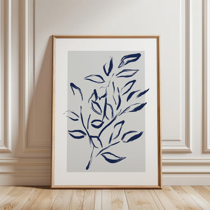 Set of 3 Blue Botanical Wall Art Prints