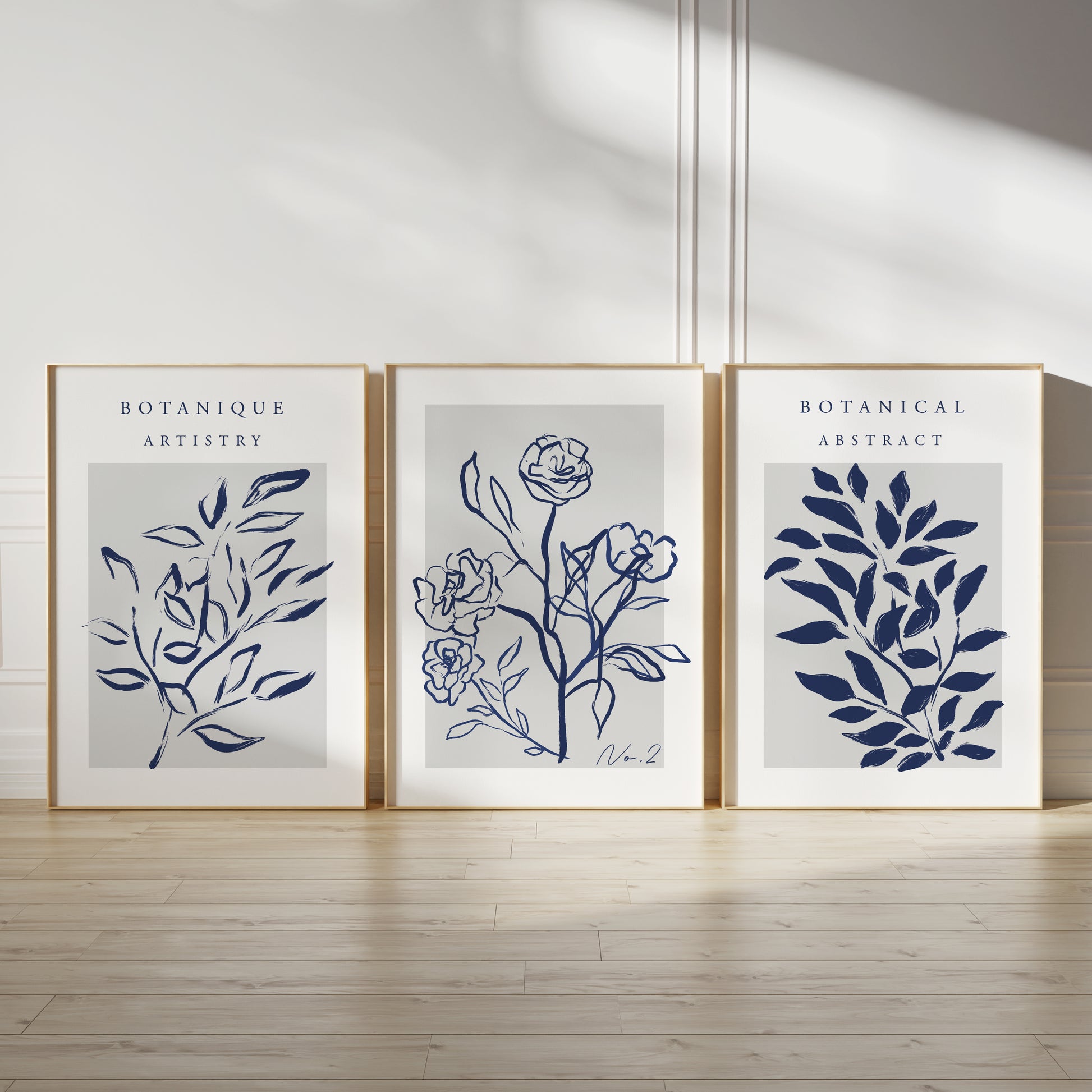 Blue botanical abstract wall art prints