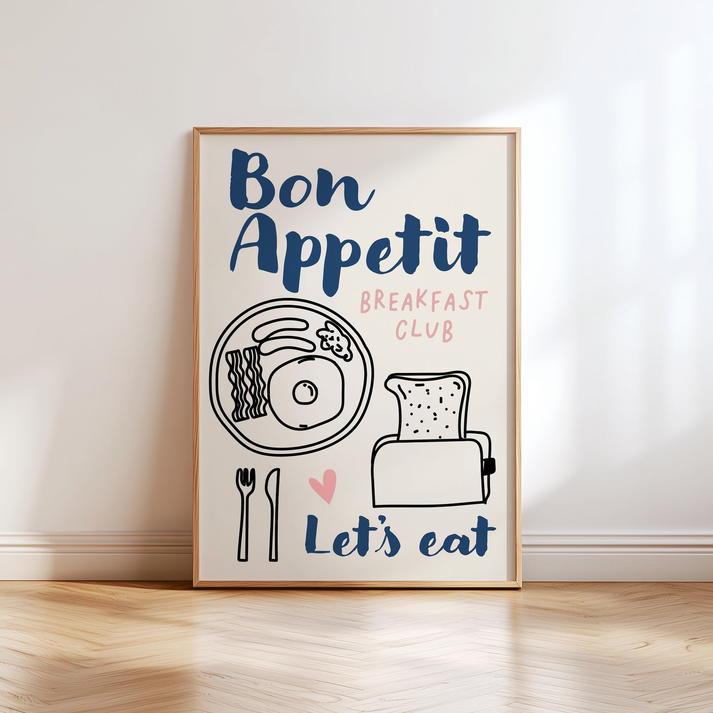 blue bon appetit kitchen print