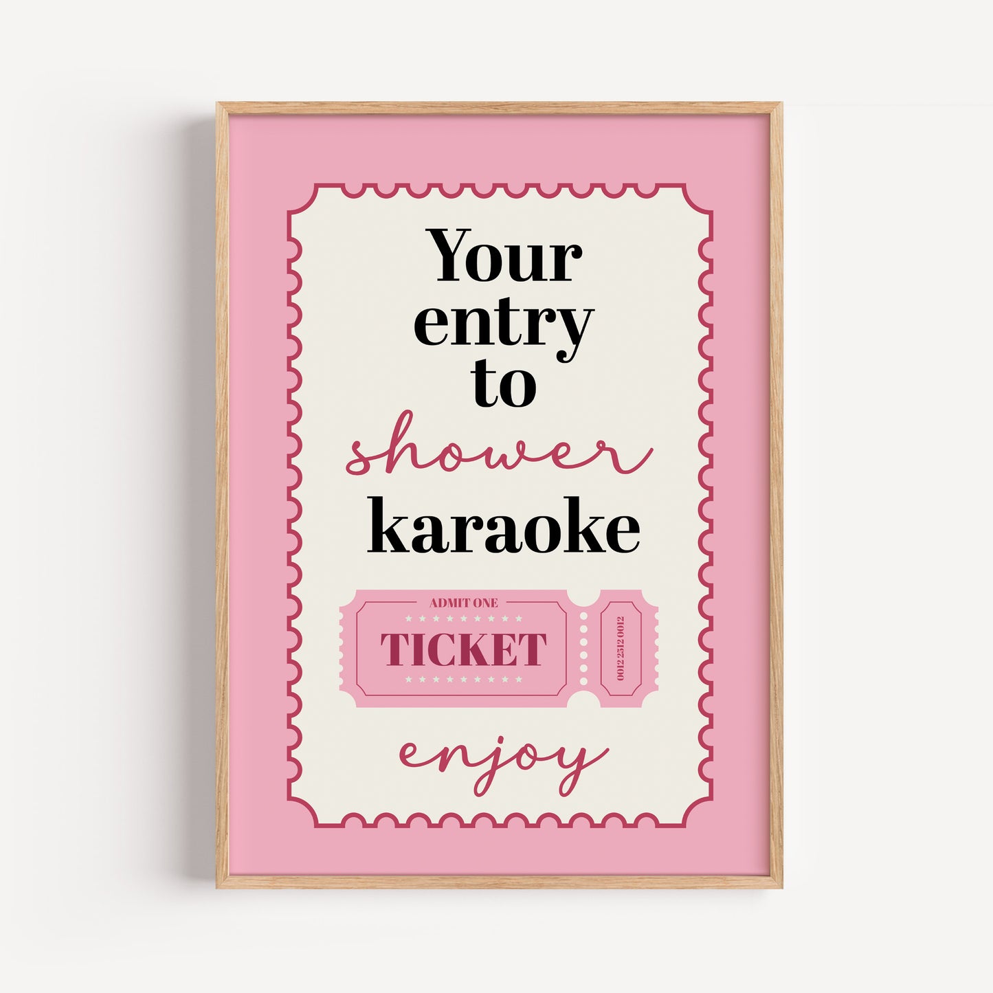 Blush Pink bathroom print, shower karaoke