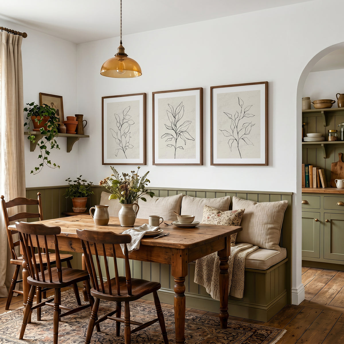 Set of 3 Neutral Beige Botanical Wall Prints