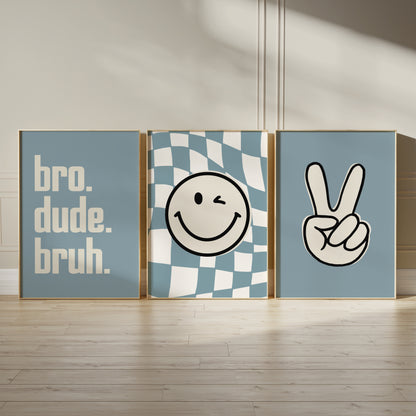 Boys room print set with quote bro dude bruh