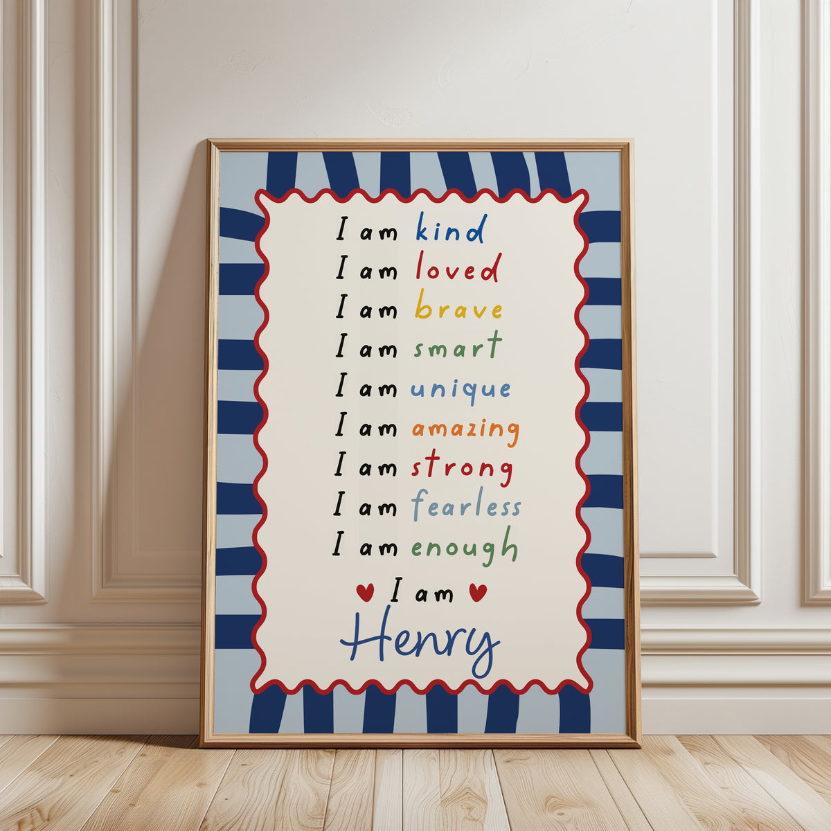 Boys Affirmation Personalised Print, Navy