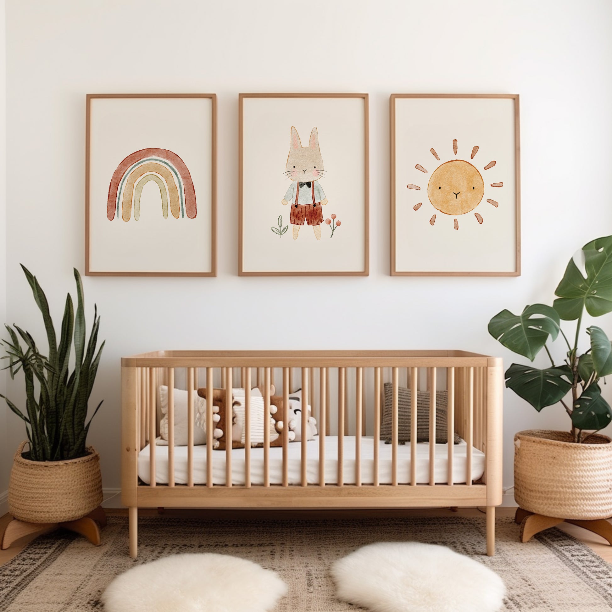 Boys cute bunny nursery wall art prints