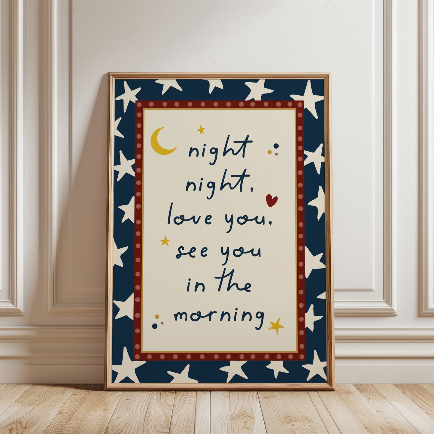 Boys Cute Nursery Print, Navy Blue
