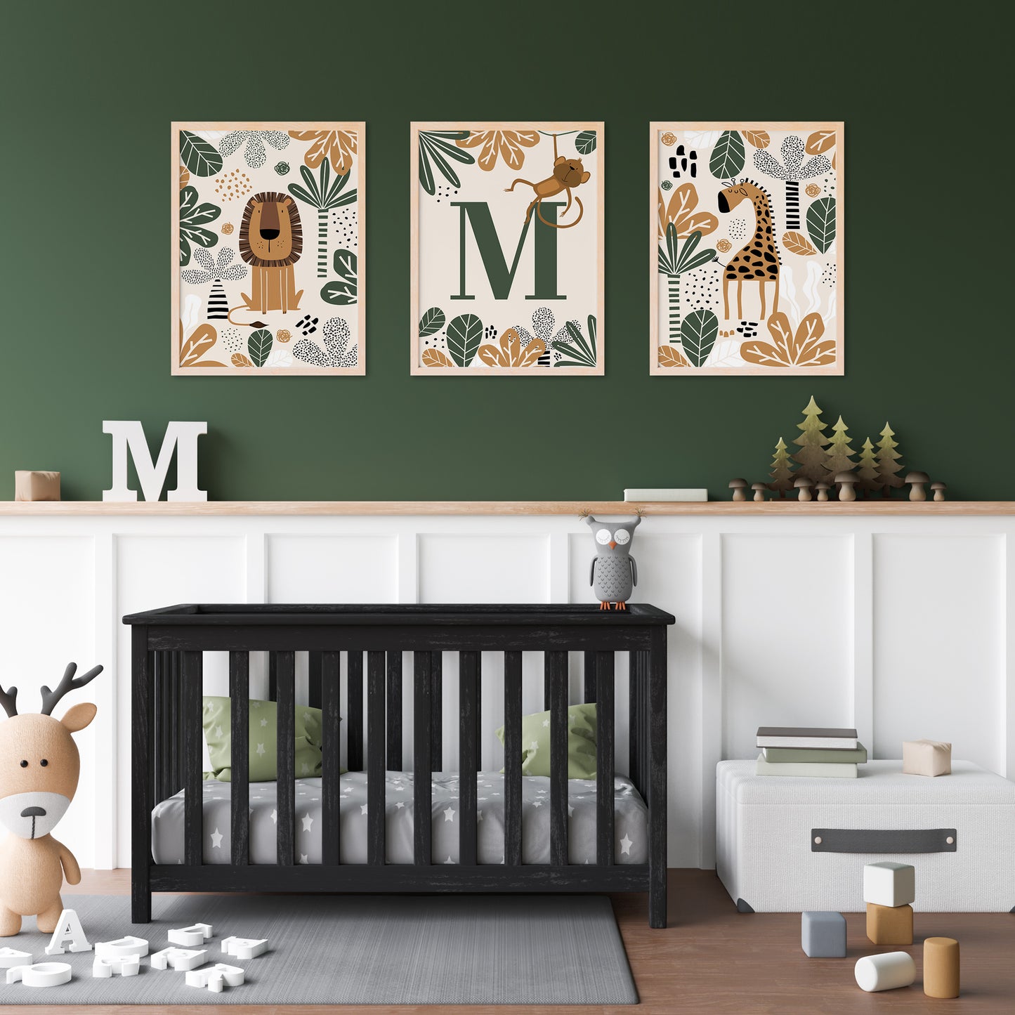 Boys nursery personalised safari animal prints