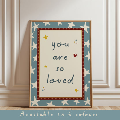 Boys nursery print, you are so loved