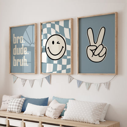Boys room chequered prints with smiley