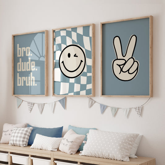 Boys room chequered prints with smiley