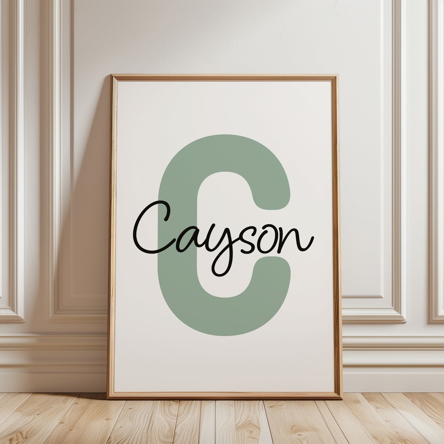 Set of 3 Boys Sage Green Personalised Prints