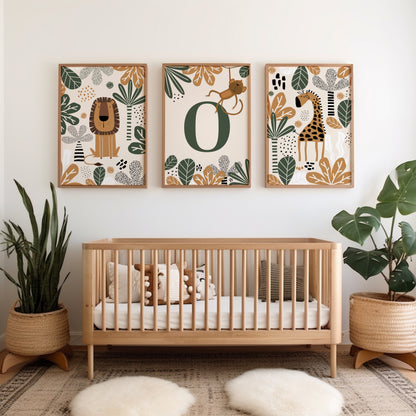 Boys room personalised safari prints
