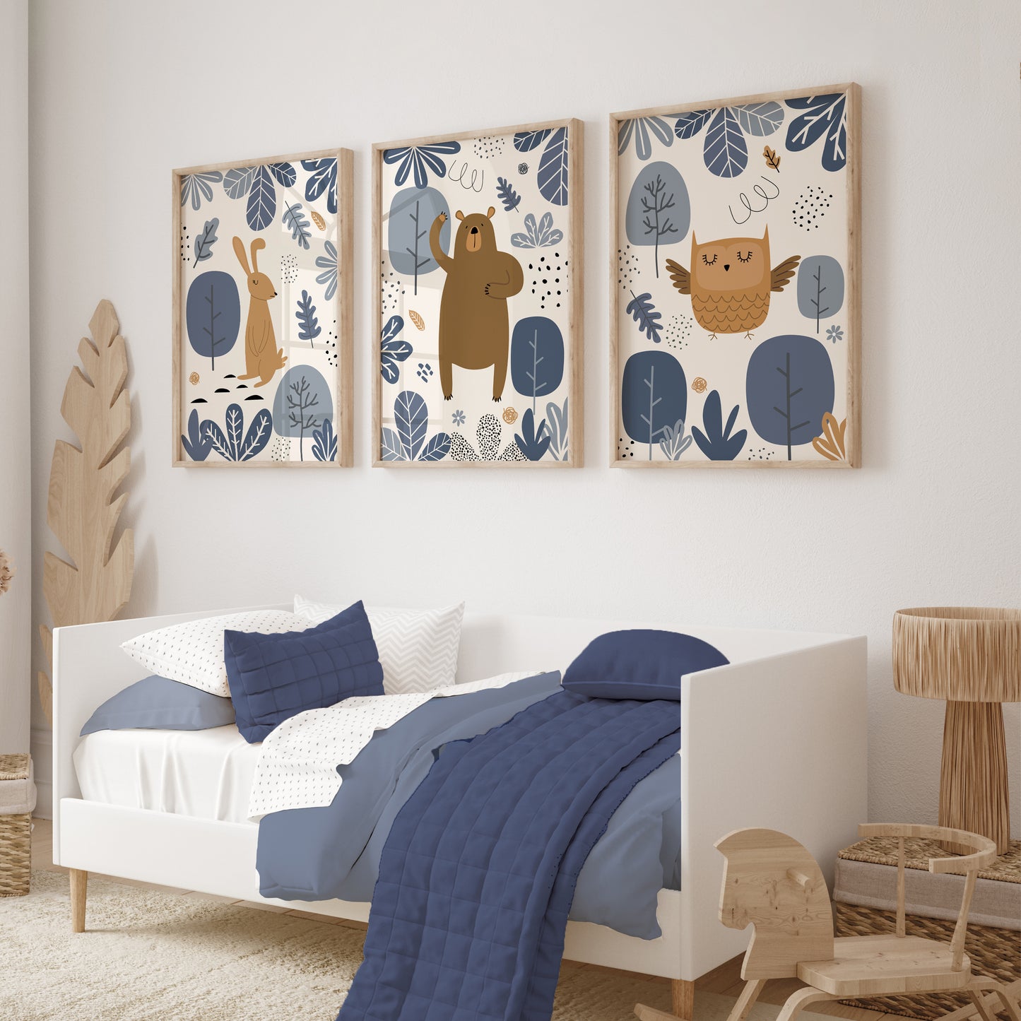 boys room woodland prints in blue