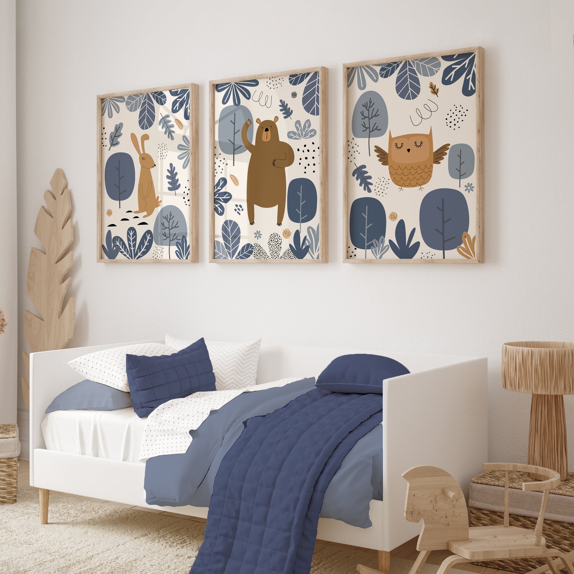 boys room woodland prints in blue