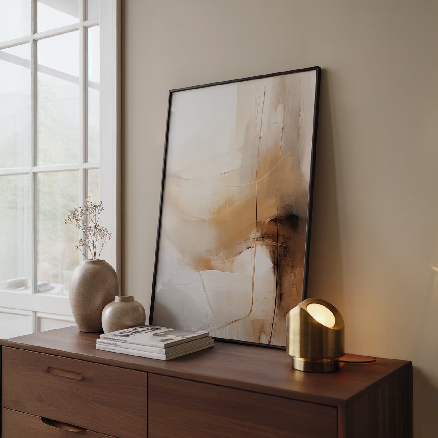 Brown & Beige Abstract Wall Art Print