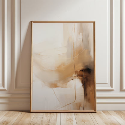 beige and brown abstract wall art print